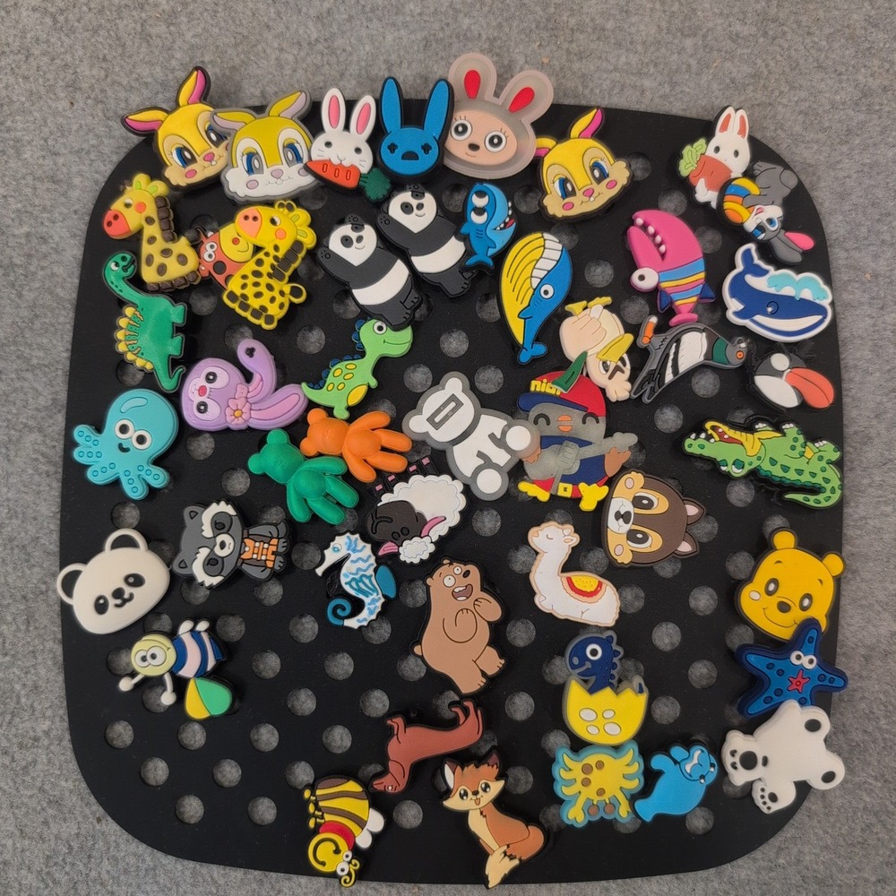 45pc Animal Shoe Charms Set for Clogs Panda Dinosaur Bunny Giraffe Multi-Color - Picture 1 of 2